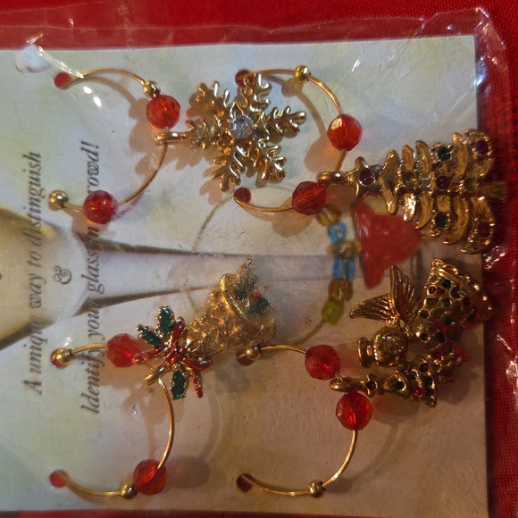 Vintage 90s New 2 set wine glass charms 8 pcs - Picture 7 of 8